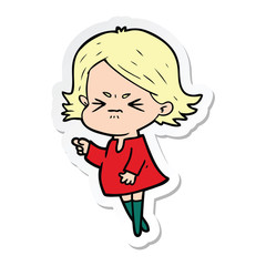 sticker of a cartoon angry woman