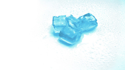 ice cubes on a white background.