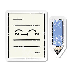 distressed sticker of a cute cartoon test paper