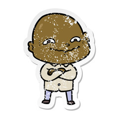 distressed sticker of a cartoon creepy guy