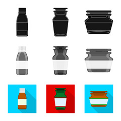 Isolated object of retail and healthcare sign. Set of retail and wellness stock vector illustration.