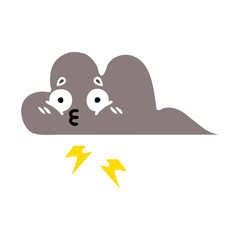 flat color retro cartoon storm cloud