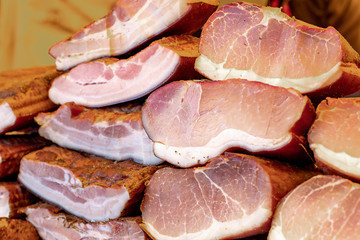 smoked meat in the market