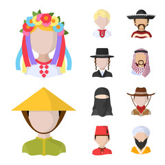 Vector illustration of nation and race  icon. Set of nation and user stock symbol for web.