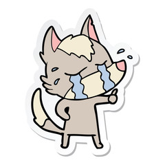 sticker of a cartoon crying wolf