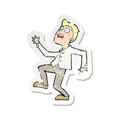 Fototapeta premium retro distressed sticker of a cartoon man panicking