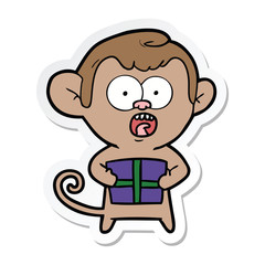 sticker of a cartoon shocked monkey