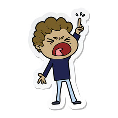 sticker of a cartoon furious man