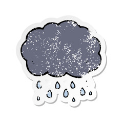 distressed sticker of a cartoon cloud raining