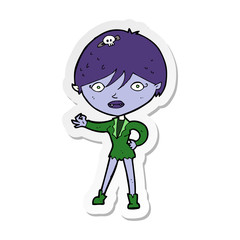 sticker of a cartoon vampire girl