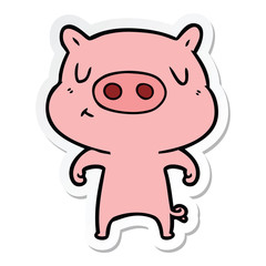 sticker of a cartoon content pig