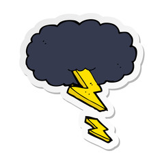 sticker of a cartoon thundercloud
