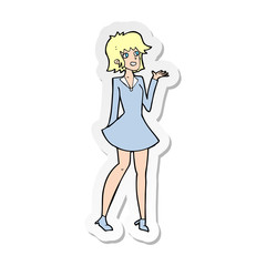 sticker of a cartoon pretty woman in dress