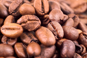 Macro shot roasted coffee grains