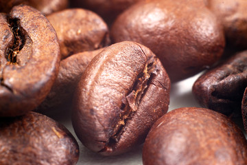 coffee roasted grains macro shot, close-up
