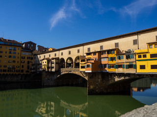 Fototapeta na wymiar Florence with the Arno River and the Ponte Vechio