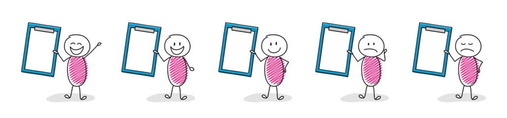 Group of cartoon people with empty clipboard - collection. Vector