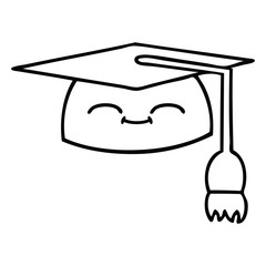 line drawing cartoon graduation hat