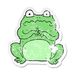 retro distressed sticker of a cartoon funny frog