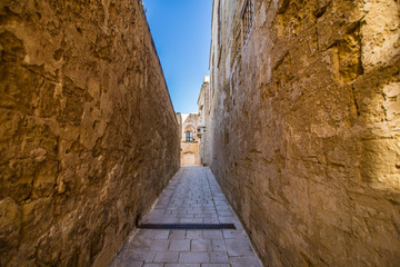 Old picturesque street of Mdina on Malta island