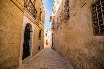 Old picturesque street of Mdina on Malta island