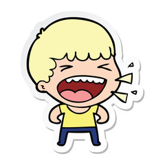 Obraz premium sticker of a cartoon laughing man