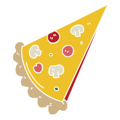quirky hand drawn cartoon slice of pizza