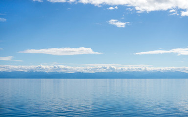 blue sky and sea/lake