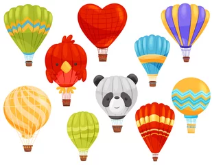 Meubelstickers Dieren in luchtballon Hete luchtballon concept. Platte vectorillustratie.