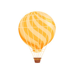 Cartoon yellow air balloon. Vector flat illustration.