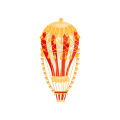 Striped air balloon concept. Vector flat illustration.