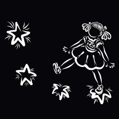 Cute little girl walking by the stars