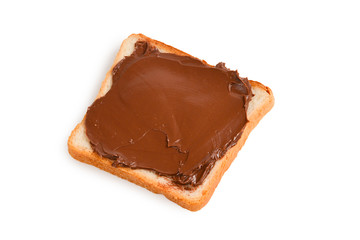 Сhocolate paste sandwich isolated on white background.