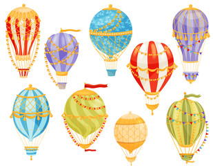 Colorful hot air balloon concept. Vector illustration.