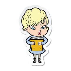 sticker of a cartoon woman