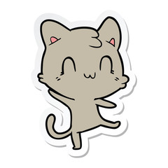 sticker of a cartoon happy cat