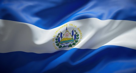 Bandera oficial de la República de El Salvador - obrazy, fototapety, plakaty