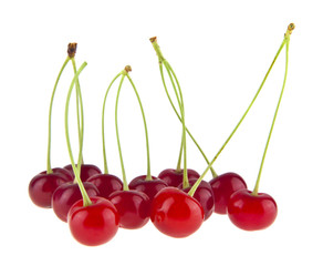 red cherries isolated on white background