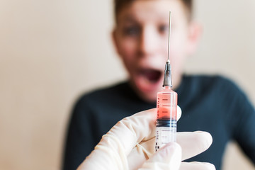 close-up of the syringe. vaccinations for children.