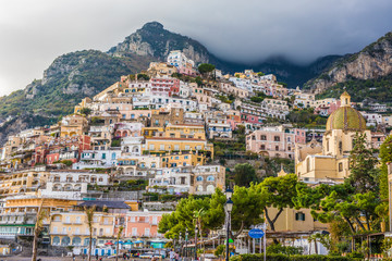 Fototapeta premium Beautiful panoramic view on sea and Positano, Italy