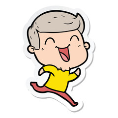 sticker of a cartoon man laughing