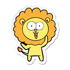 sticker of a happy cartoon lion