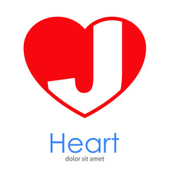 Logotipo letra J en color blanco en corazón color rojo