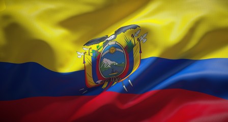Bandera oficial de la república de Ecuador. - obrazy, fototapety, plakaty