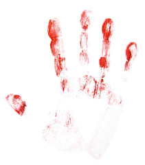 red finger prints isolated on white background