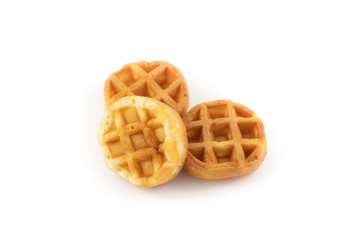 Belgian thick waffle isolated on white