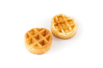Belgian thick waffle isolated on white