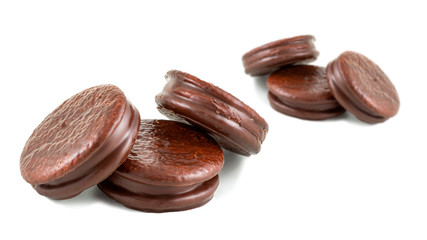 choco pie chocolate coated snacks isolated on white