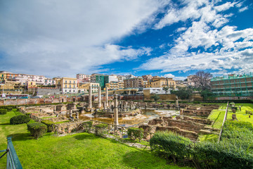 Obraz premium View of Naples, view of the port in the Gulf of Naples and Mount Vesuvius. The province of Campania. Italy.