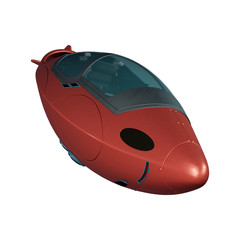 3D Rendering Science Fiction Aircraft on White